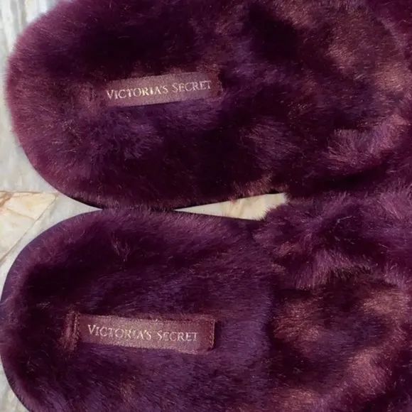 VICTORIA'S SECRET Logo Short Cozy Robe Deep Maroon KIR XS/S &amp; Slippers Small