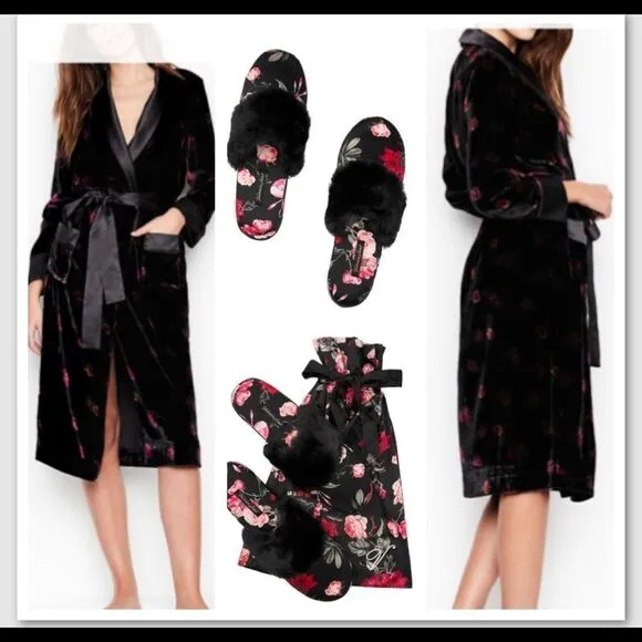 VICTORIA'S SECRET Long Velvet Robe &amp; Slipper