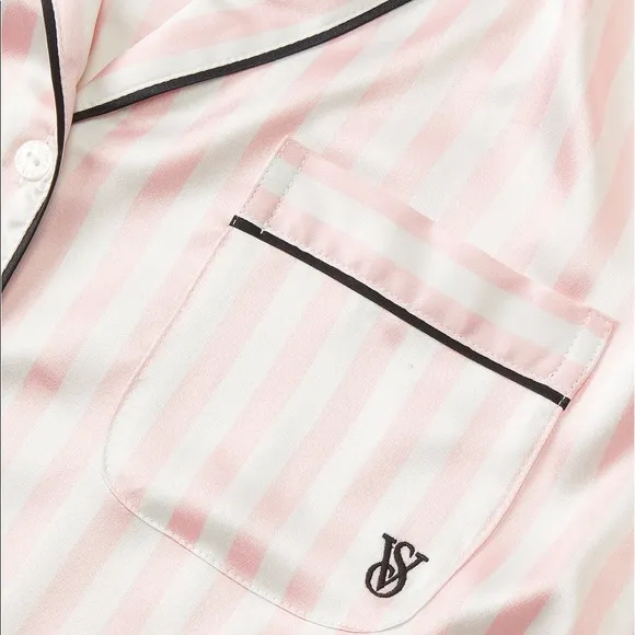 VICTORIA'S SECRET PINK STRIPE SATIN SHORT PJS   Slippers   Rhinestone Wristlet