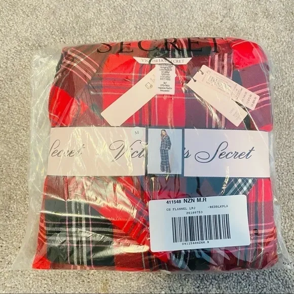Victorias Secret Plaid Flannel PJ Slipper Set M