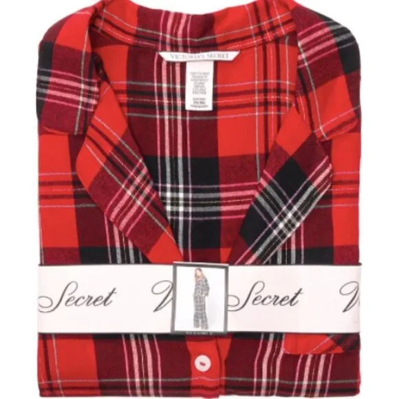 Victorias Secret Plaid Flannel PJ Slipper Set M