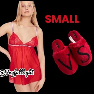 VICTORIA'S SECRET VERY SEXY Lace &amp; Sheer Mesh Shine Strap Babydoll and slippers
