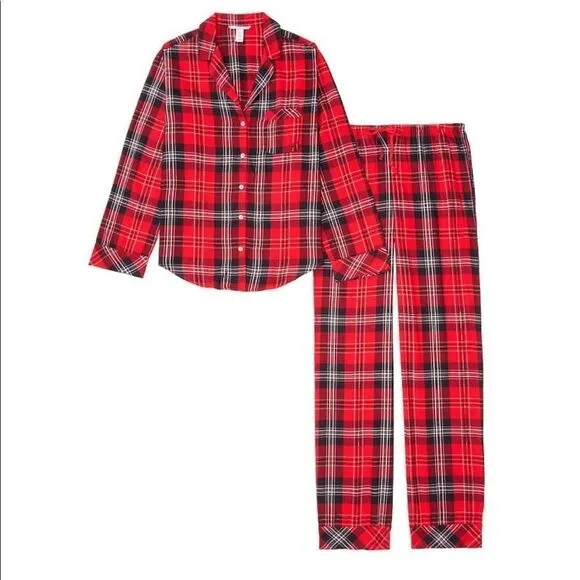 VICTORIA'S SECRETPrinted Flannel PJ Set &amp; Slipper