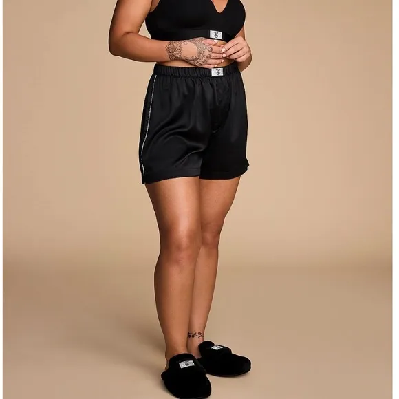VICTORIA'S SECRETShine Patch Satin Boxer Shorts With Matching Slippers