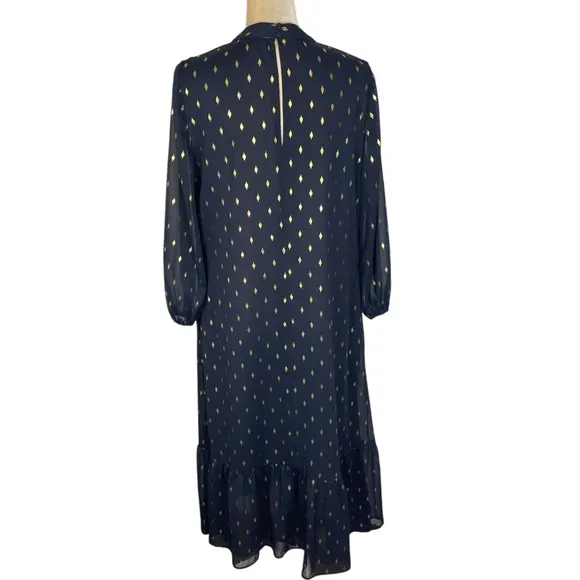 Vilagallo Luna Midi Dress in Navy Blue with Gold Specks Size 40 ( US 8 )
