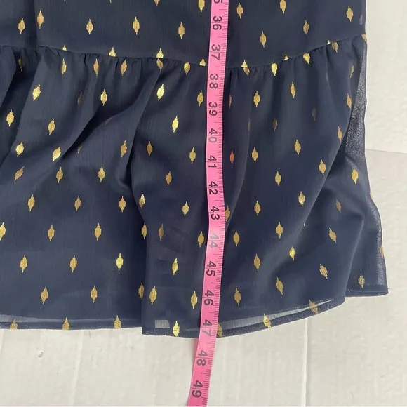 Vilagallo Luna Midi Dress in Navy Blue with Gold Specks Size 40 ( US 8 )