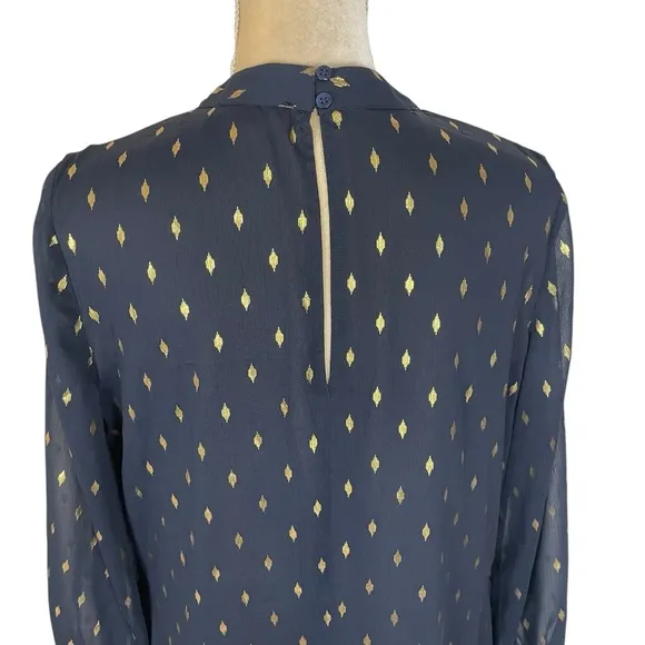 Vilagallo Luna Midi Dress in Navy Blue with Gold Specks Size 40 ( US 8 )