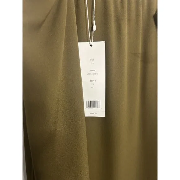 Vince 100% Silk Maxi Dress in Natural Olive Green Size XS NWT $445 Minimalist