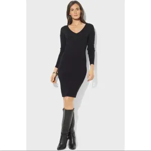 VINCE Black Long Sleeves BodyCon Midi Dress