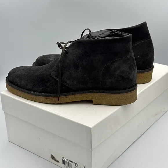 Vince Boots Mens 8 M Suede Chukka Shoes Crofton Graphite SU Lace Up Casual NWB