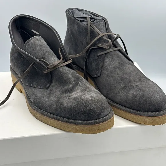 Vince Boots Mens 8 M Suede Chukka Shoes Crofton Graphite SU Lace Up Casual NWB
