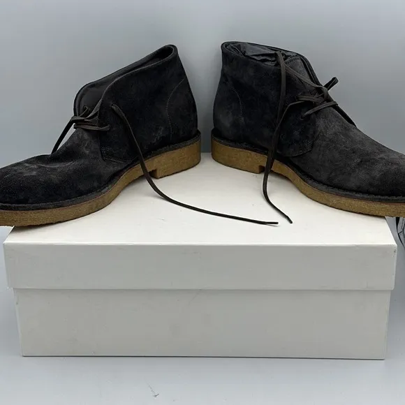 Vince Boots Mens 8 M Suede Chukka Shoes Crofton Graphite SU Lace Up Casual NWB