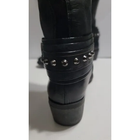 Vince Camuto Beatrix Ankle Studded Riding Boots Black Size 8.5M  38