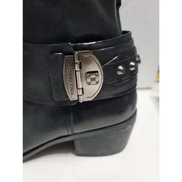 Vince Camuto Beatrix Ankle Studded Riding Boots Black Size 8.5M  38