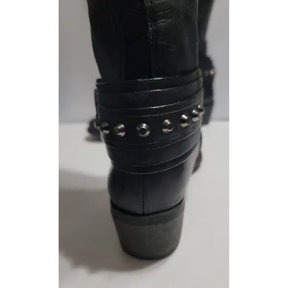 Vince Camuto Beatrix Ankle Studded Riding Boots Black Size 8.5M  38