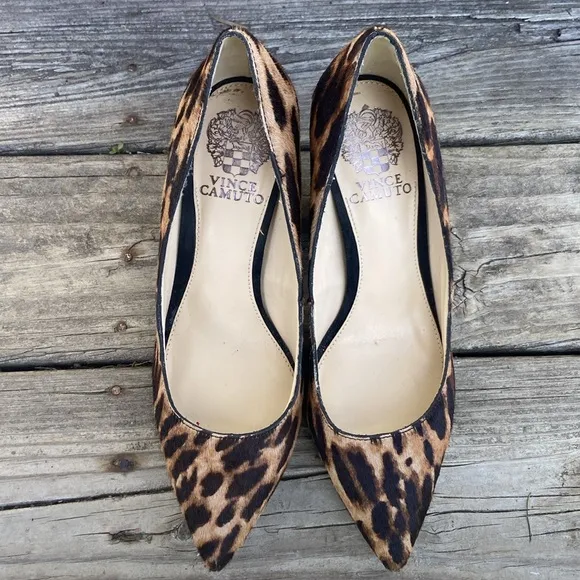 Vince Camuto Candera Haircalf &amp; Suede Block Heel Pumps Women’s Size 8
