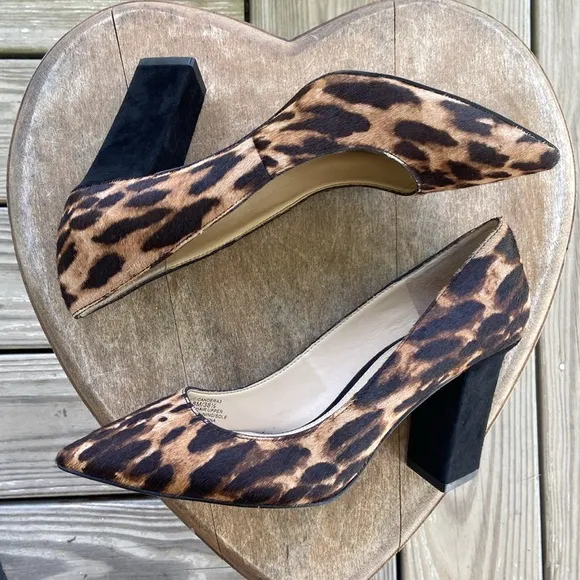 Vince Camuto Candera Haircalf &amp; Suede Block Heel Pumps Women’s Size 8