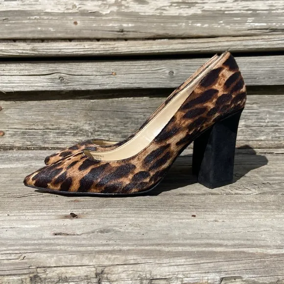 Vince Camuto Candera Haircalf &amp; Suede Block Heel Pumps Women’s Size 8