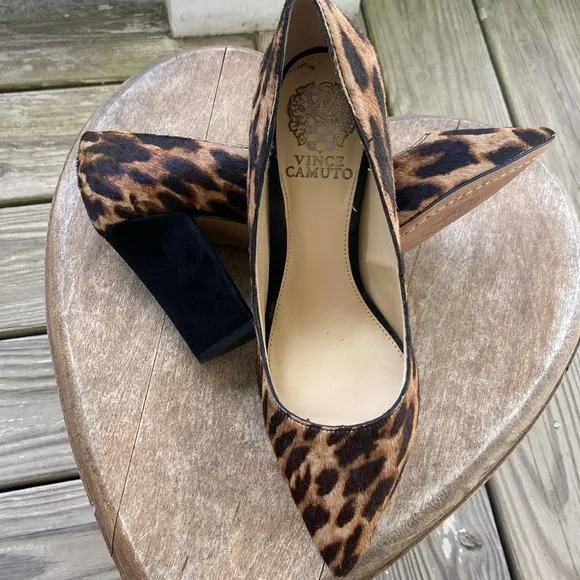 Vince Camuto Candera Haircalf &amp; Suede Block Heel Pumps Women’s Size 8