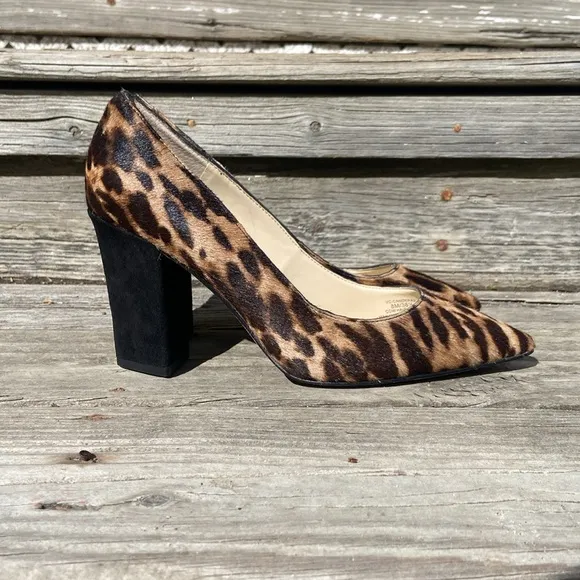 Vince Camuto Candera Haircalf &amp; Suede Block Heel Pumps Women’s Size 8