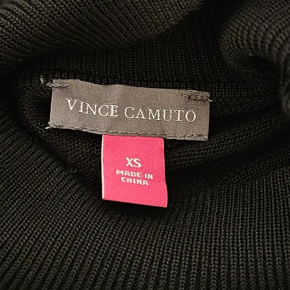 Vince Camuto Dress Womens XS Black Lace‎ Overlay High Neckline Long Sleeves New