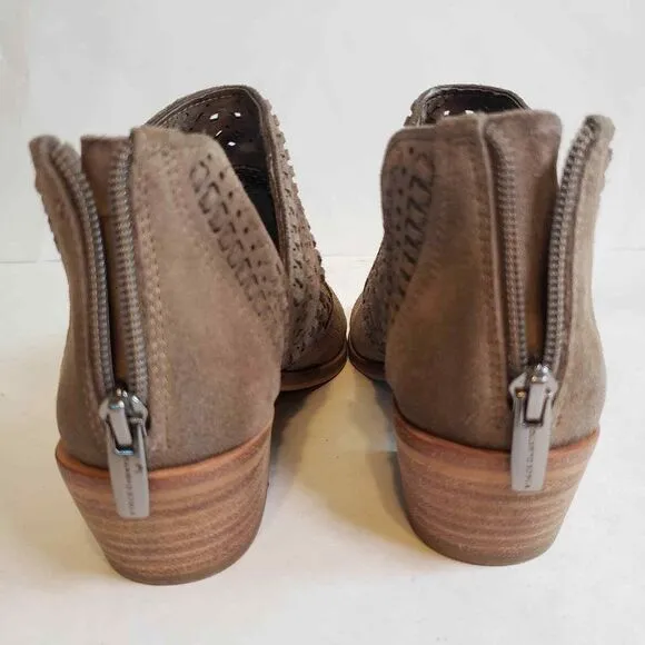 Vince Camuto Taupe Prasata Laser Cut Ankle Boots Size 6.5