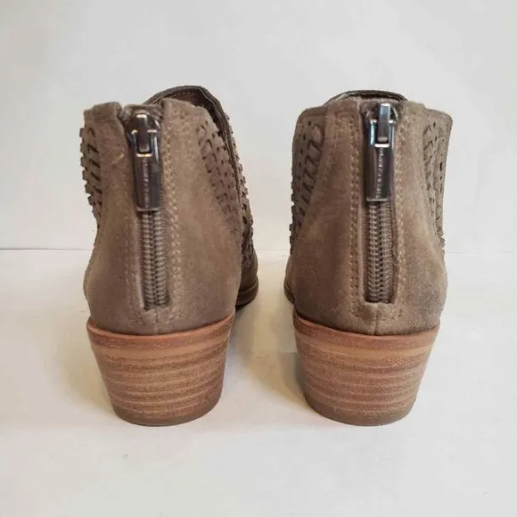 Vince Camuto Taupe Prasata Laser Cut Ankle Boots Size 6.5