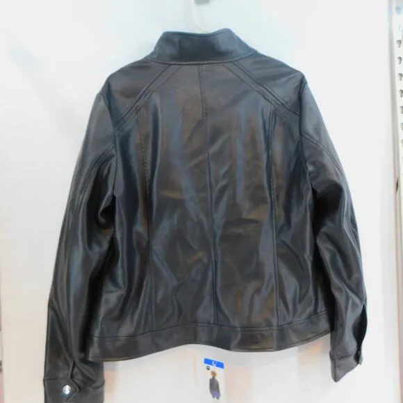 Vince Camuto Women's Black Viral Faux Leather Jacket Large New