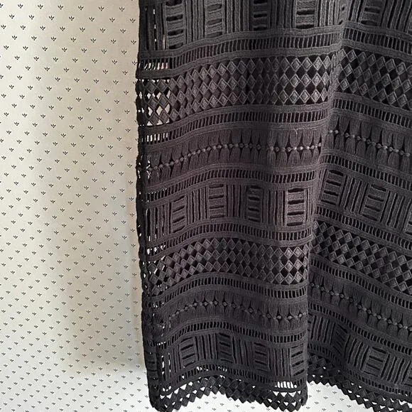Vince Crochet Lace Shift Dress 8 Black Capsule Travel Resort Beach Minimalist