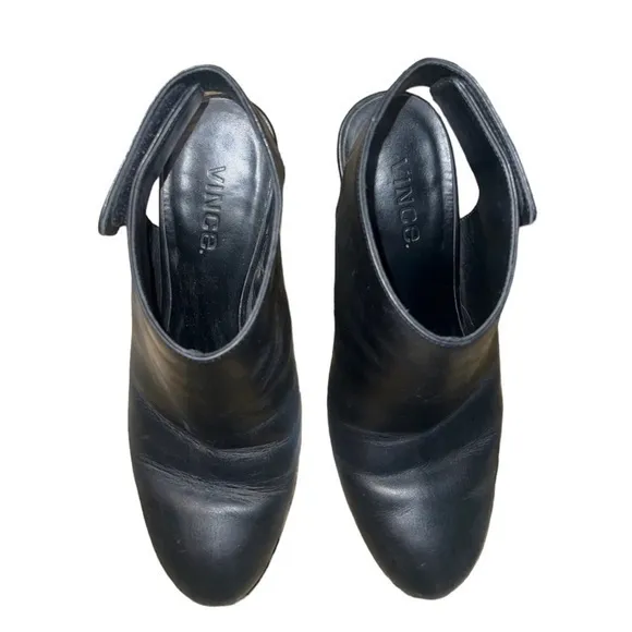Vince Ingrid Black‎ Leather Slingback Ankle Boots