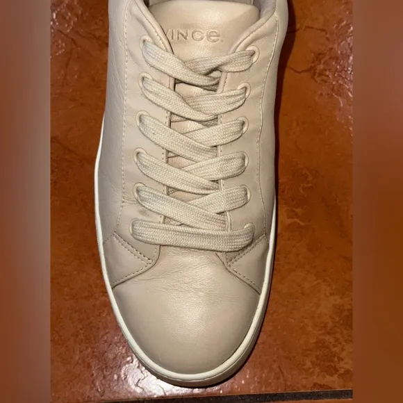 Vince Leather Men's Beige Sneakers