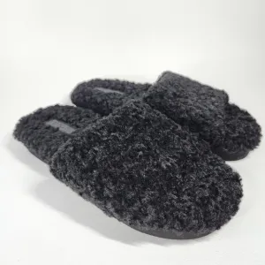 Vince. NWOT Womens Faux Shearling Slippers Sandals Slides Black New Sz 5.5