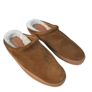 Vince Porter Tobacco Suede Shearling Lined Leather Slippers Men’s