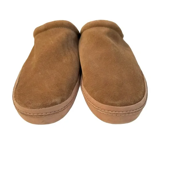 Vince Porter Tobacco Suede Shearling Lined Leather Slippers Men’s
