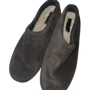 VINCE Slippers Mens Size 12M Howell Suede Faux Shearling Fur Gray NEW‎