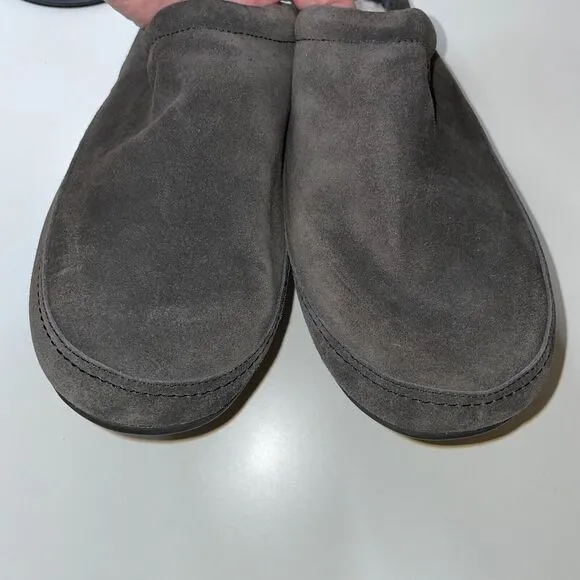 VINCE Slippers Mens Size 12M Howell Suede Faux Shearling Fur Gray NEW‎
