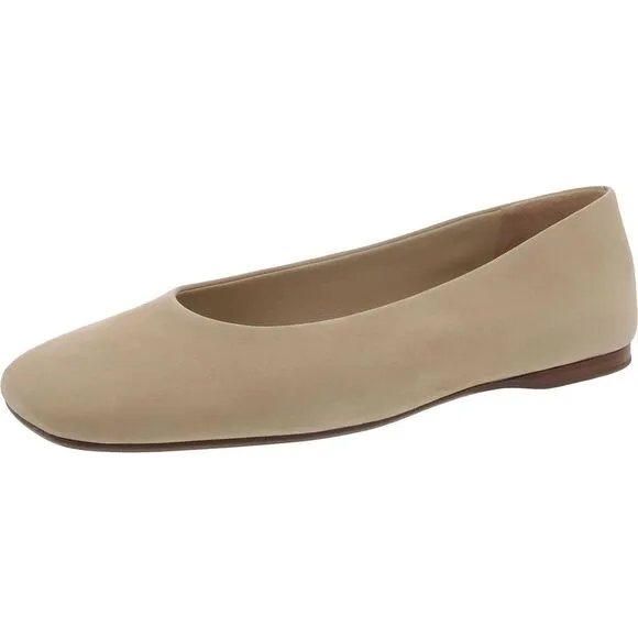 Vince Womens Leah Beige Leather Square Toe Dressy Loafers Shoes New