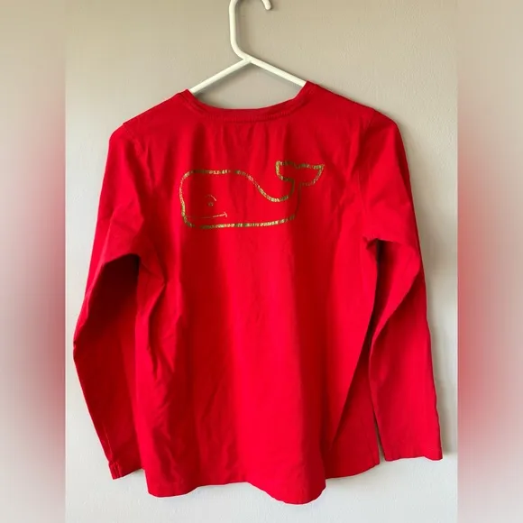 Vineyard Vines Girls 100% Cotton‎ Red Holiday Long Sleeve Size XL (16)