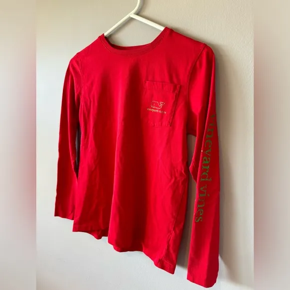 Vineyard Vines Girls 100% Cotton‎ Red Holiday Long Sleeve Size XL (16)
