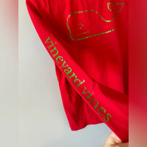 Vineyard Vines Girls 100% Cotton‎ Red Holiday Long Sleeve Size XL (16)