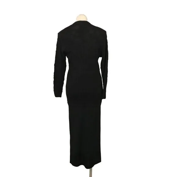 Vintage 80s Neiman Marcus Three Piece Dress Suit Black Minimalist Small