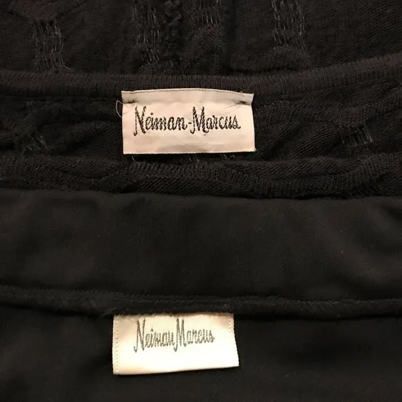 Vintage 80s Neiman Marcus Three Piece Dress Suit Black Minimalist Small