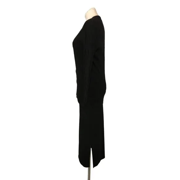 Vintage 80s Neiman Marcus Three Piece Dress Suit Black Minimalist Small