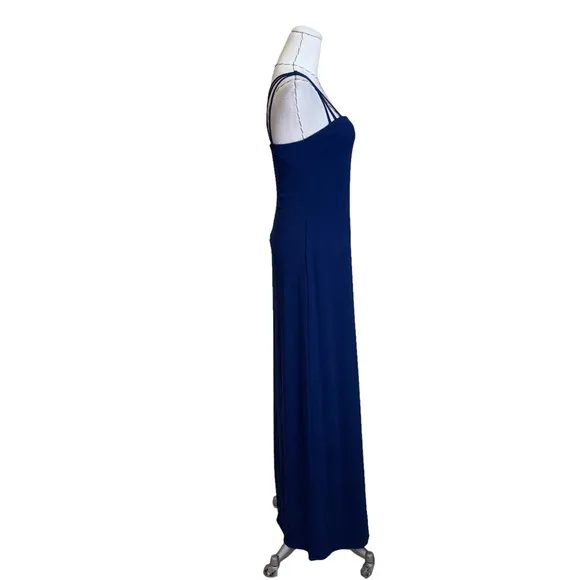 Vintage 90s Laundry Navy Blue Strappy Maxi Dress Gown sz 4 Minimalist