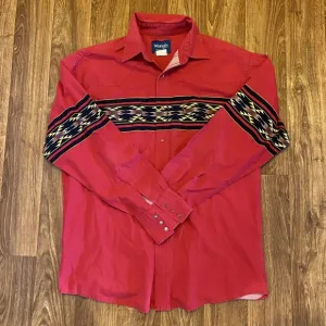 Vintage 90s Wrangler Pearl Snap Men 2XL Red Button Up Western Style