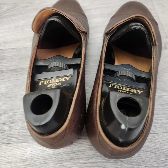 Vintage Artioli Brown Shoes Size 8.5 Leather Luxury Quality Dressy Slip-On Mancr