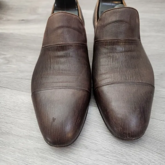 Vintage Artioli Brown Shoes Size 8.5 Leather Luxury Quality Dressy Slip-On Mancr