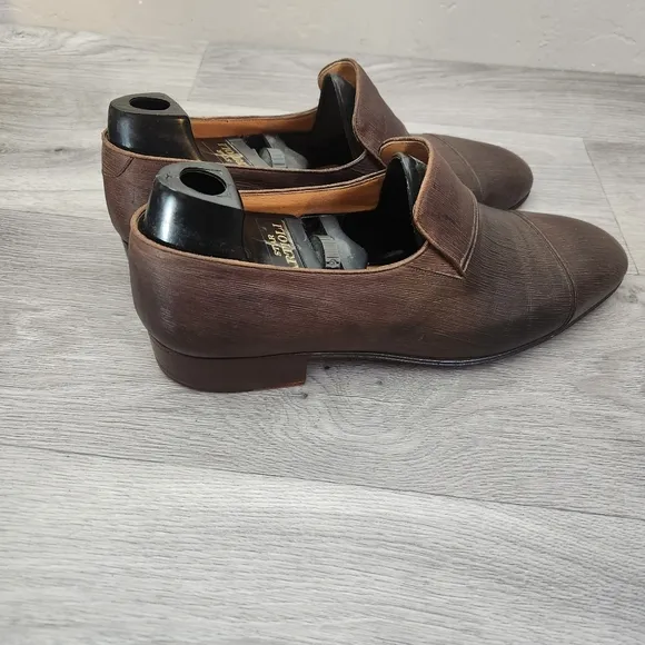 Vintage Artioli Brown Shoes Size 8.5 Leather Luxury Quality Dressy Slip-On Mancr
