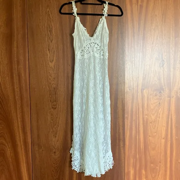 Vintage Claire Pettibone White Lace Sheath Wedding Slip Dress