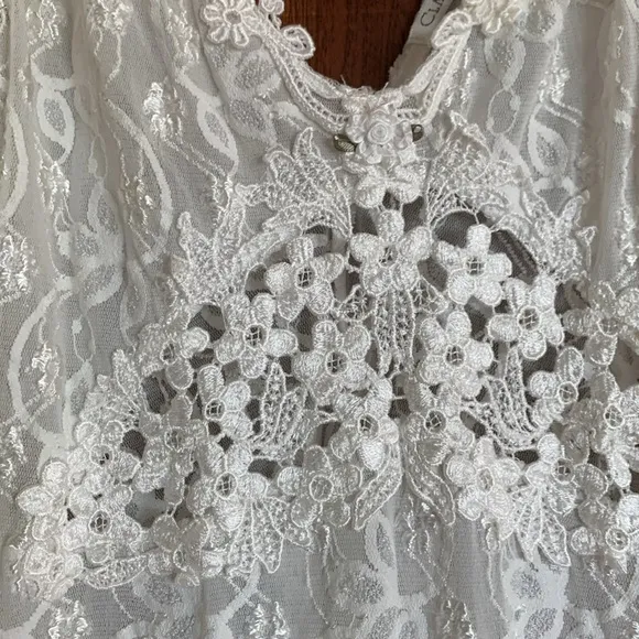 Vintage Claire Pettibone White Lace Sheath Wedding Slip Dress